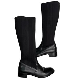 Aetrex Belle Knit Tall Boots Womens Size 38 US 7.5-8 Solid Black Stretch